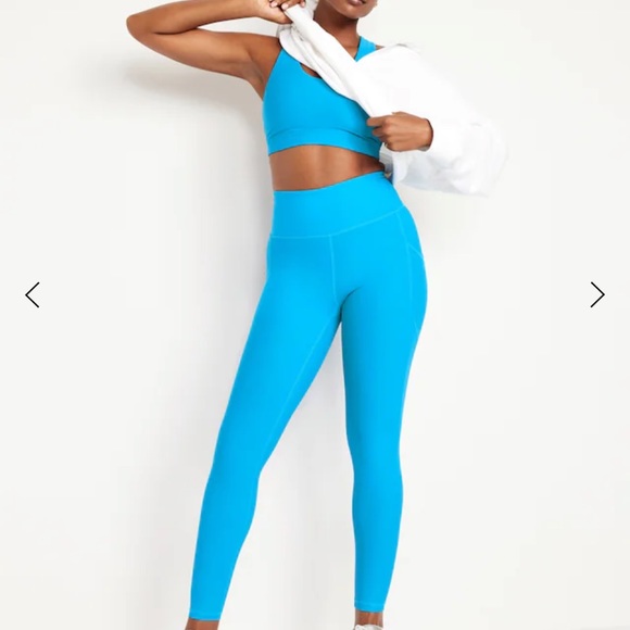 NWT OLD NAVY High-Waisted PowerSoft 7/8 Leggings  Color: Nebulous Blue MEDUIM - Picture 3 of 9